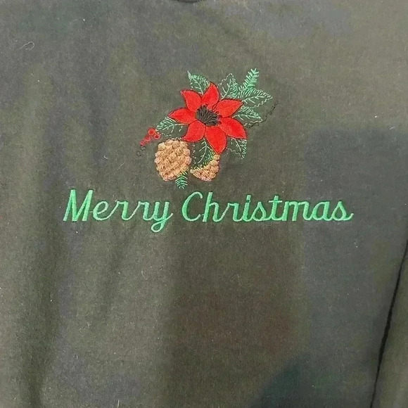 Vintage Christmas Poinsettia Merry Christmas “Ugly” Holidayy Sweatshirt, size XL - Picture 5 of 5
